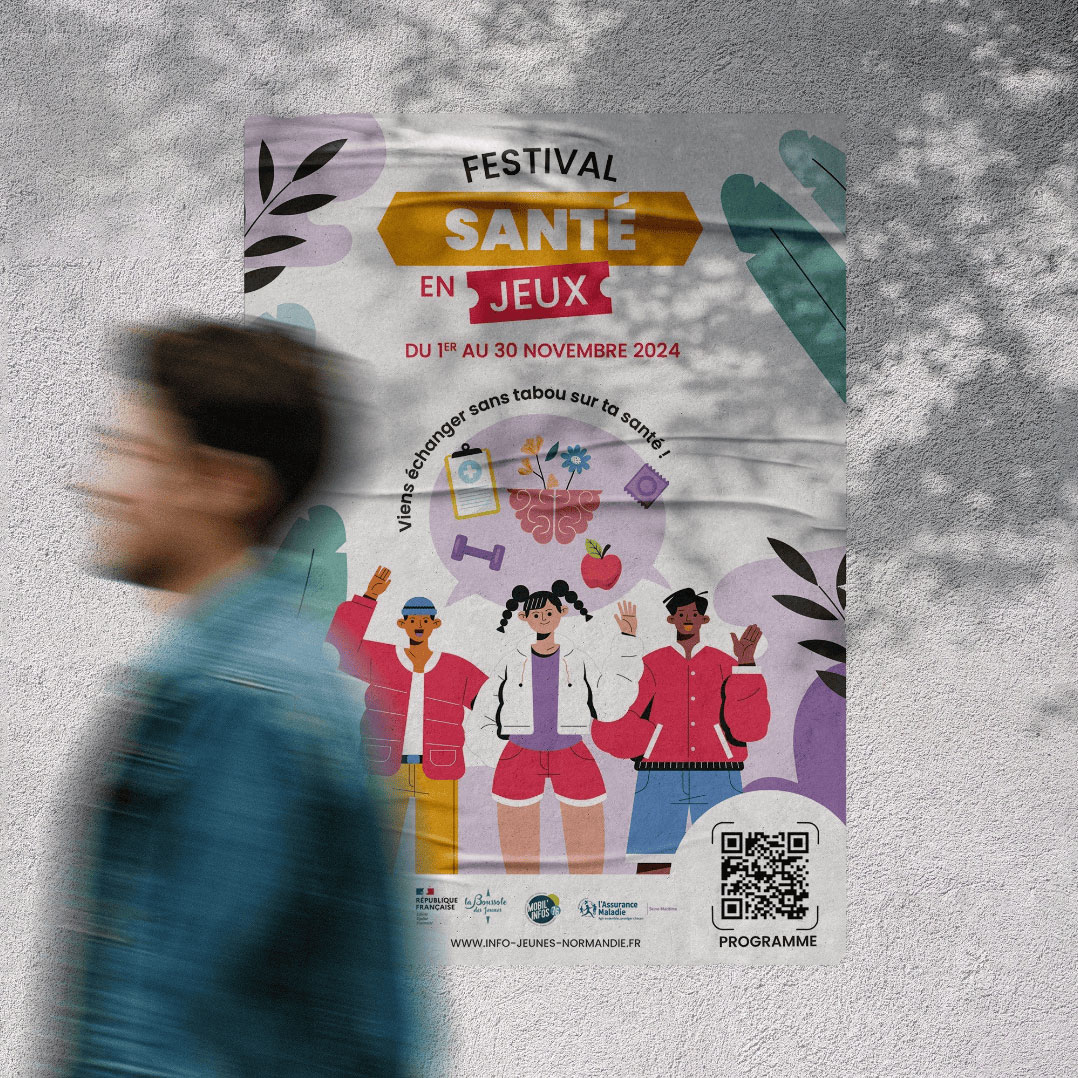Festival Santé en jeu | affiche  - Exemple de travail de Madame C