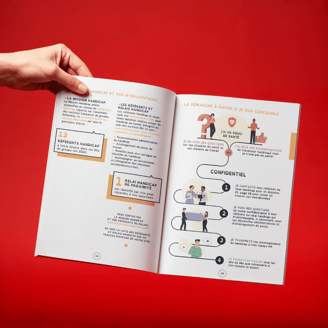 Guide du handicap communication interne | Groupe Avril  - Exemple de travail de Madame C